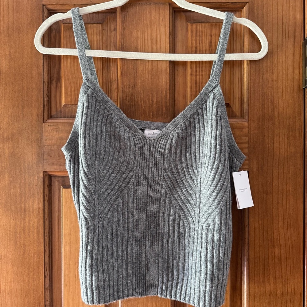Auden Sleepwear Sweater Knit Pajama Tank Top Women’s XL Gray V Neck Cozy Ribbed